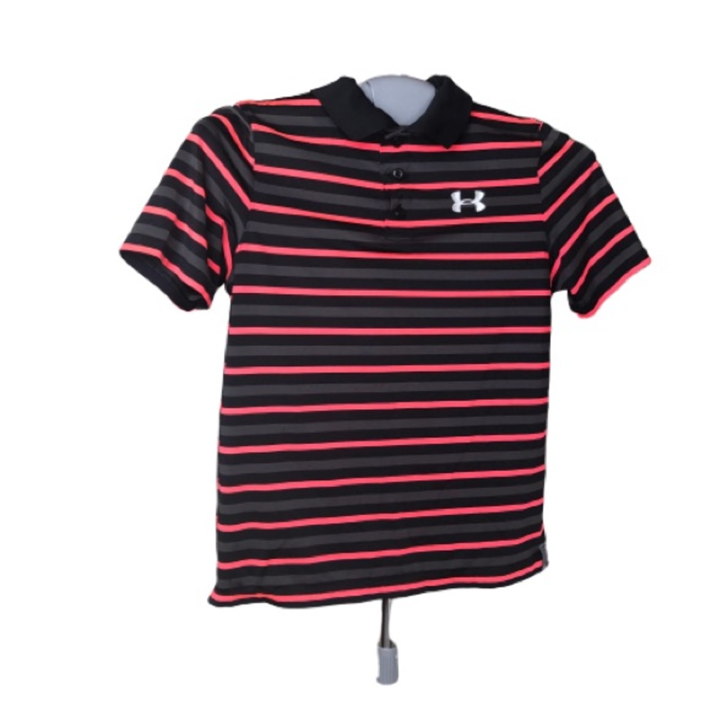 Under Armour Striped Golf Polo Size LG